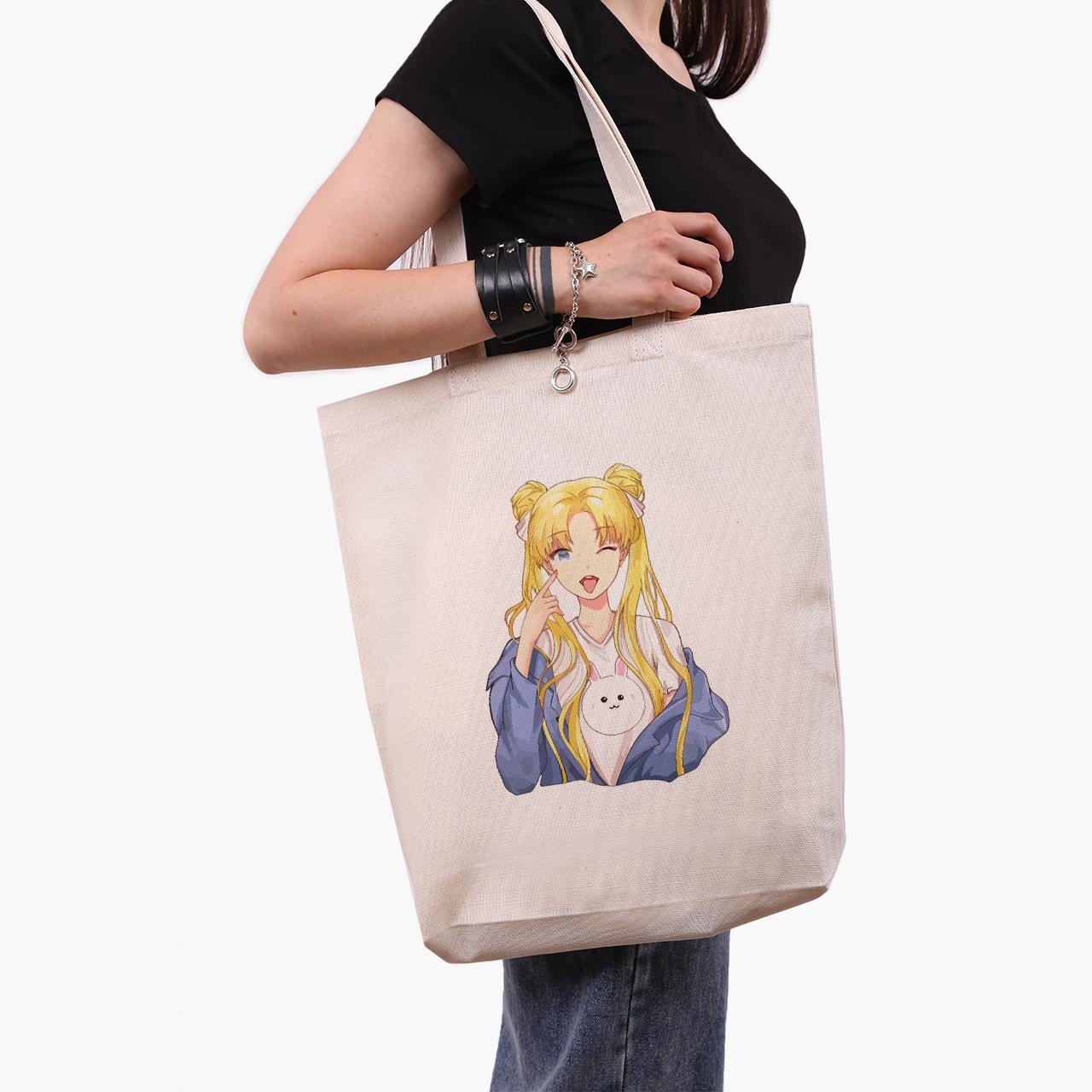 Еко сумка шоппер Sailor Moon 41x39x8 см Бежевий (9227-2925-WTD)