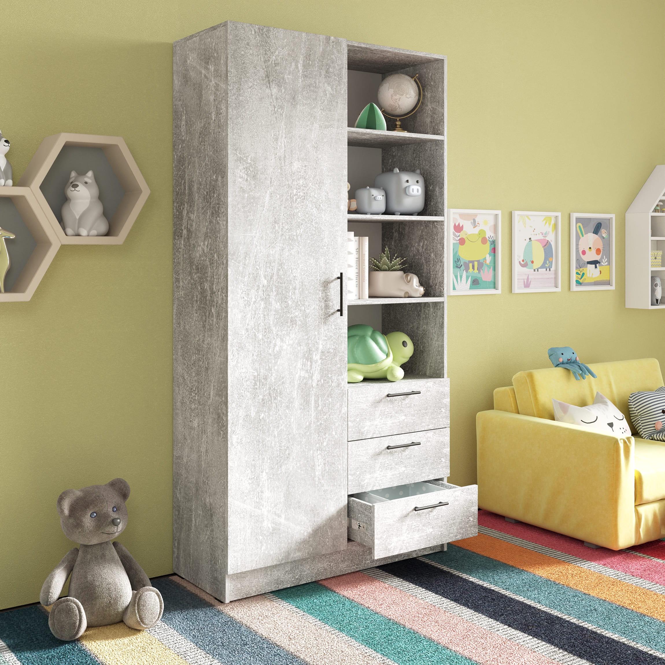 Шафа дитяча з ящиками та полицями Бетон (380601)