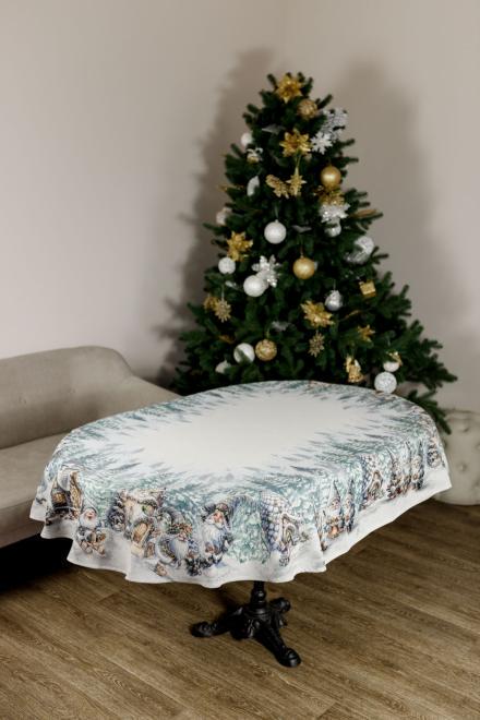 Скатерть гобеленовая Прованс Сказочные гномы овал 135х180 см (38461)