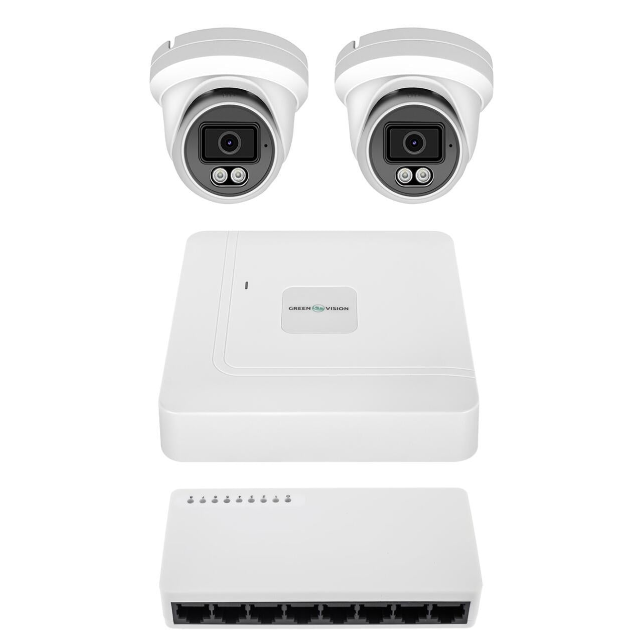 Комплект відеоспостереження GreenVision GV-IP-K-W100/2 2 камери 5MP IP NVR 4 канали внутрішнє/зовнішнє (157d07aa) Комплект відеоспостереження GreenVision GV-IP-K-W100/2 2 камери 5MP IP NVR 4 канали внутрішнє/зовнішнє (157d07aa)