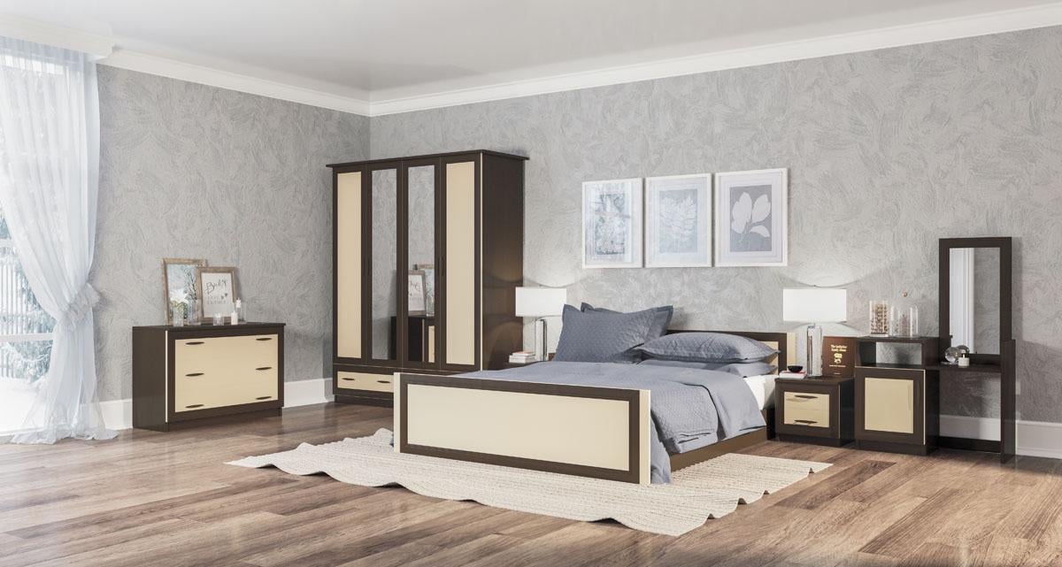 Спальный гарнитур Світ меблів Соня каркас с ламелями из ДСП/Зеркала Венге магия/Дуб молочный (51636) - фото 1 Спальный гарнитур Світ меблів Соня каркас с ламелями из ДСП/Зеркала Венге магия/Дуб молочный (51636) - фото 1