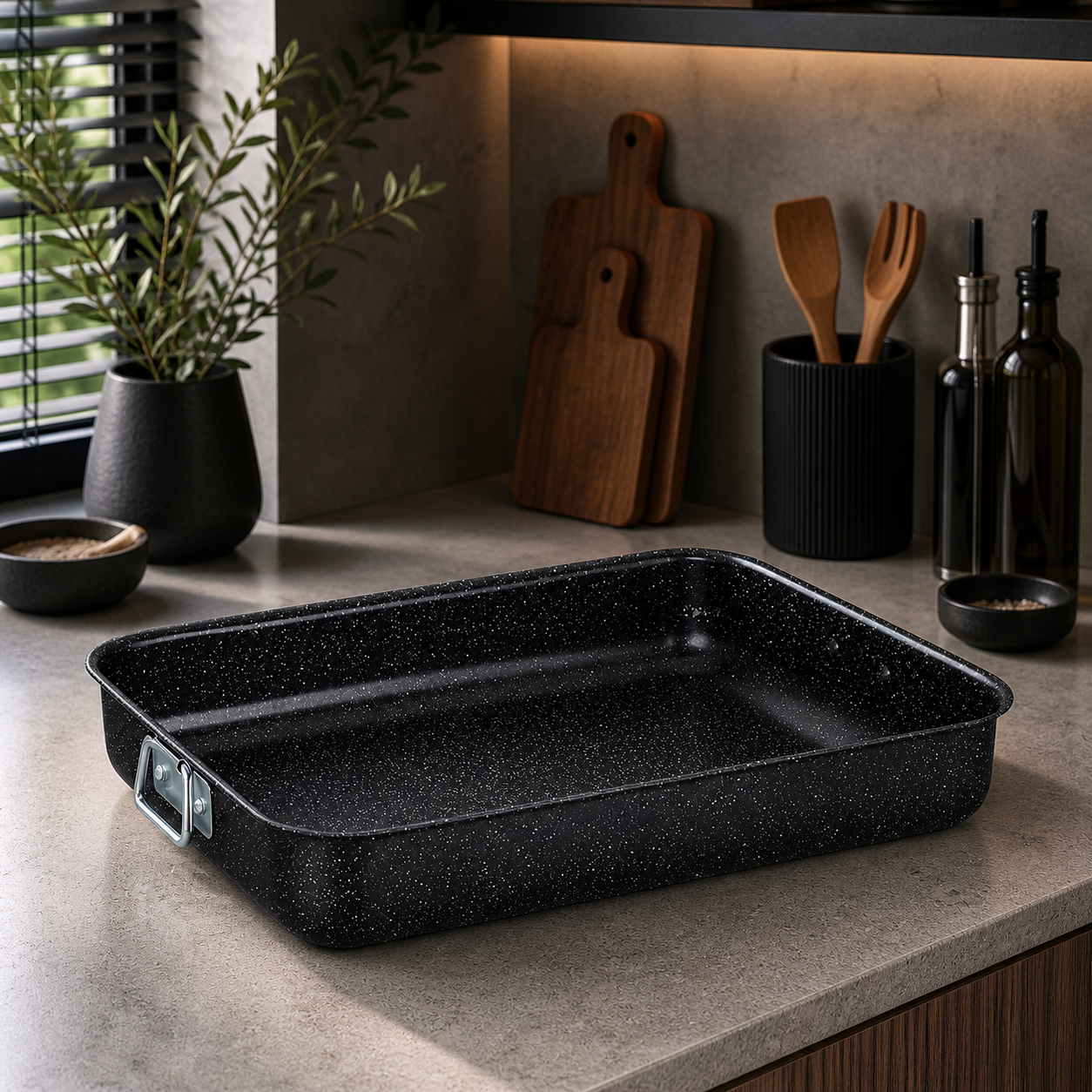 Форма для выпечки алюминиевая Maestro MR-1107-40 42×31,5×7 см Stone coating с ручками (0468)