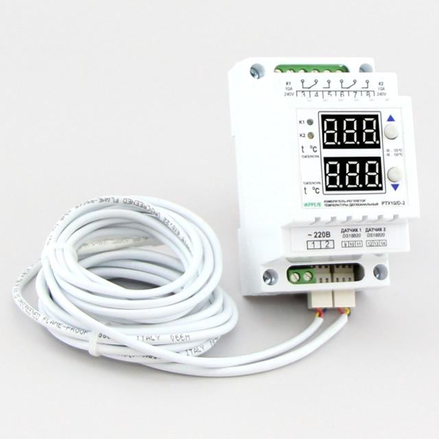 Терморегулятор двухканальный на DIN-рейку УКРРЕЛЕ РТУ-10-10-Д-DS - фото 2