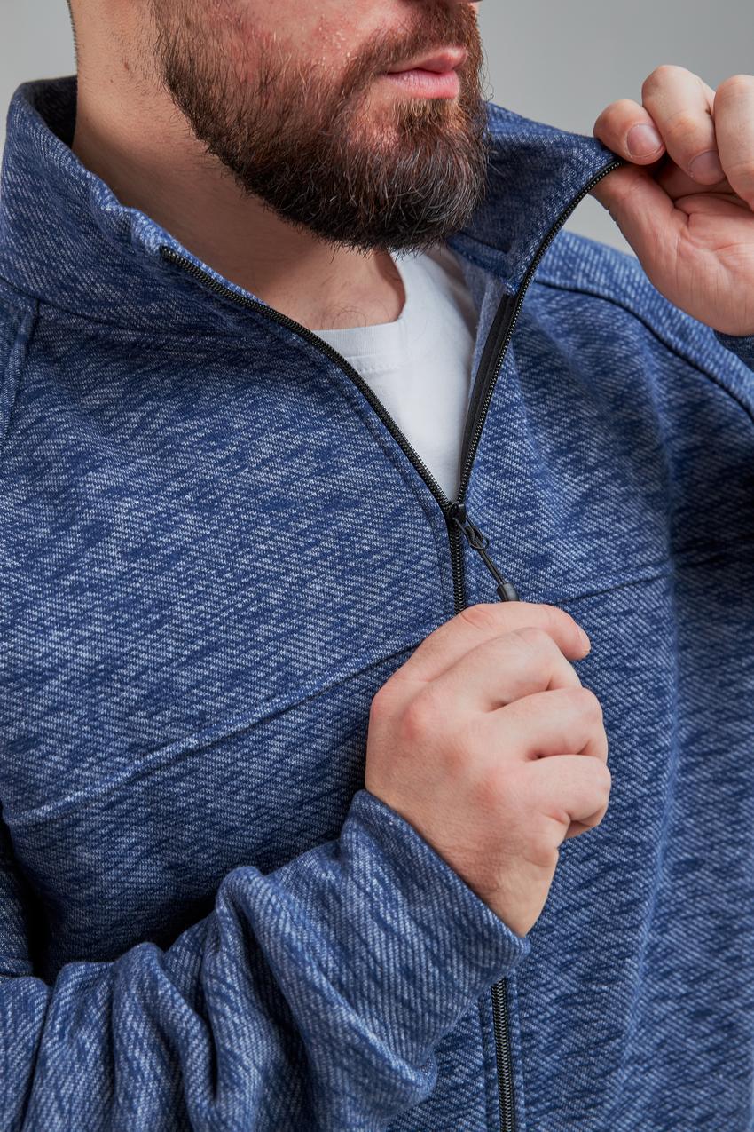 Свитшот мужской М0143.4 на замке XL Синий меланж (639-1-63) - фото 5 Свитшот мужской М0143.4 на замке XL Синий меланж (639-1-63) - фото 5