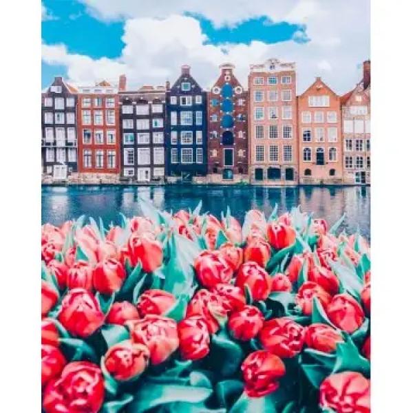 Алмазная мозаика ColorArt Город в тюльпанах 40х50 см (SP098)