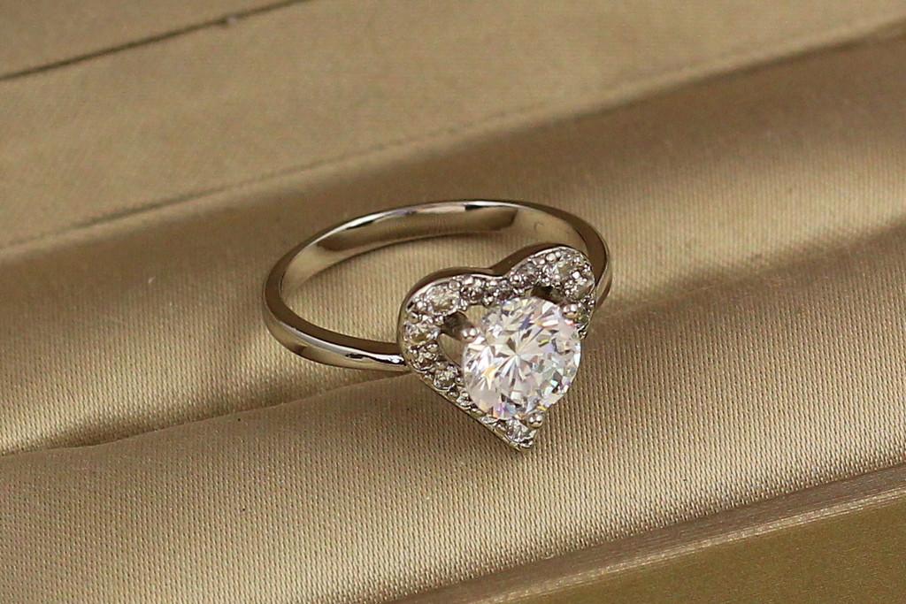 Кольцо Xuping Jewelry Сердечко 12 мм р. 17 Серебристый (2399739898)