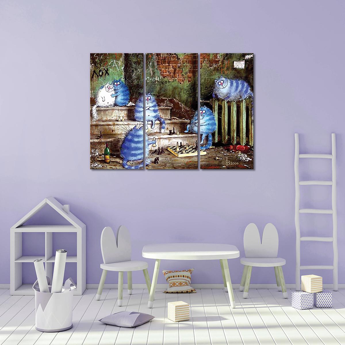 Модульная картина Развлечение в подворотне 3 модуля 60x90 см