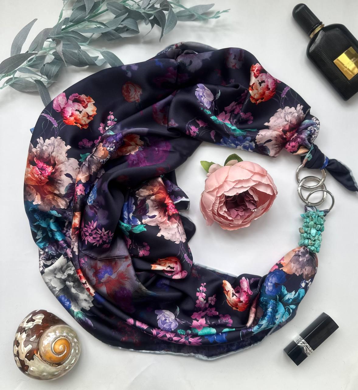 Хустка My Scarf Містичний блюз прикрашена натуральним каменем (25763430)