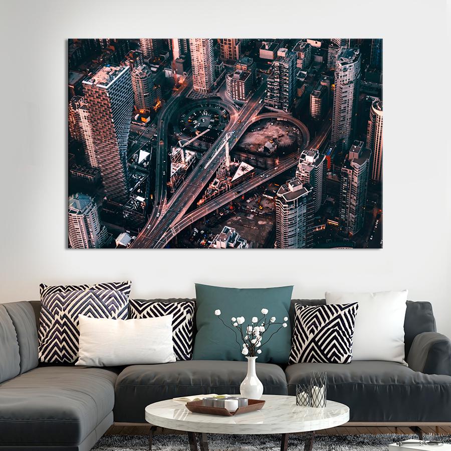 Картина город Необычная транспортная развязка 120x80 см (A614-1)