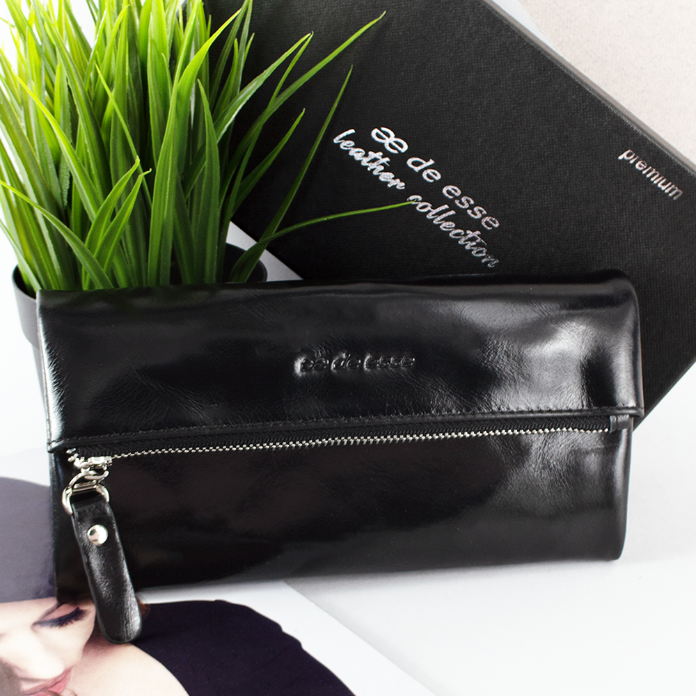 Гаманець жіночий De Esse LC14012X-YP01 шкіряний Чорний