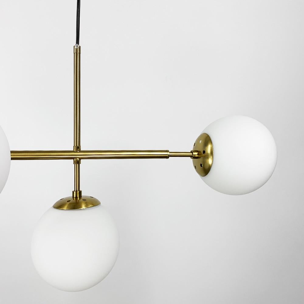 Люстра видовжена латунна на 6 плафонів кріплення на планці тип В (SGJ 7/6B AB+WT) - фото 2