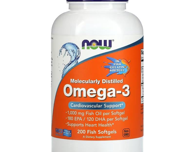 Омега 3 NOW Foods Omega-3 Molecularly Distilled Softgels 1000 mg 200 Fish Softgels