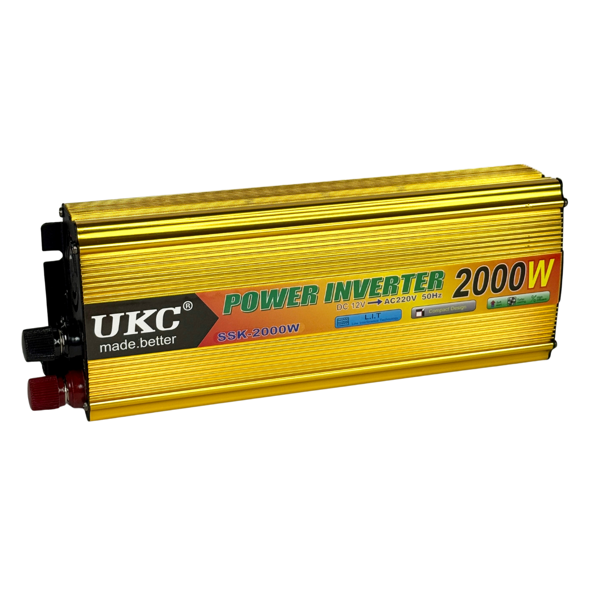 Инвертор UKC с USB-выходом 2000 Вт 12 В 220 В Золотистый (SSK-2000W-12G)