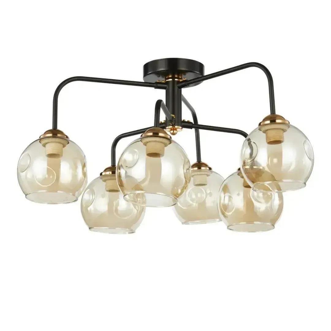 Люстра потолочная Valeso Interees на шесть стеклянных плафонов Е27 IP20 Черный/Золотой (V-70269-3+3 BK+FG)