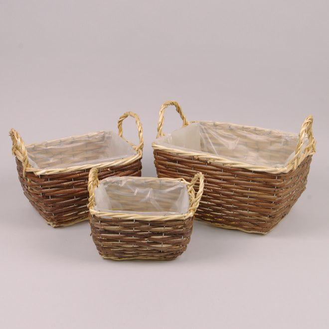 Комплект прямоугольных кашпо Flora из лозы 3 шт. (39851)