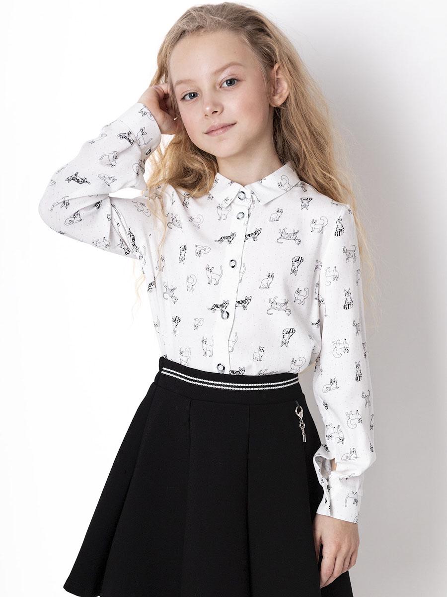 Блузка для девочки Mevis Котики 4353-02 122 см Белый (100927)