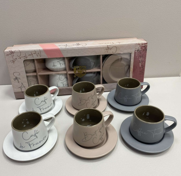 Набор чайный S&T Кофейня 15101 фарфоровая 210 мл 12 пр. (25542155) - фото 2