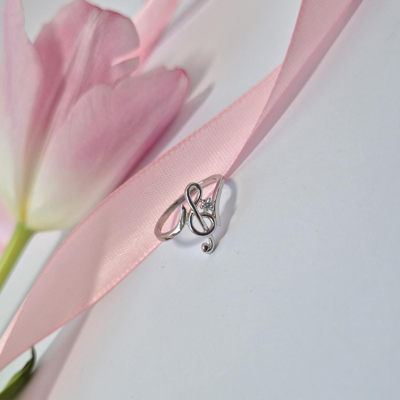 Кольцо скрипичный ключ серебро 925 пробы родированное 1,90 г р. 17 (4654р)