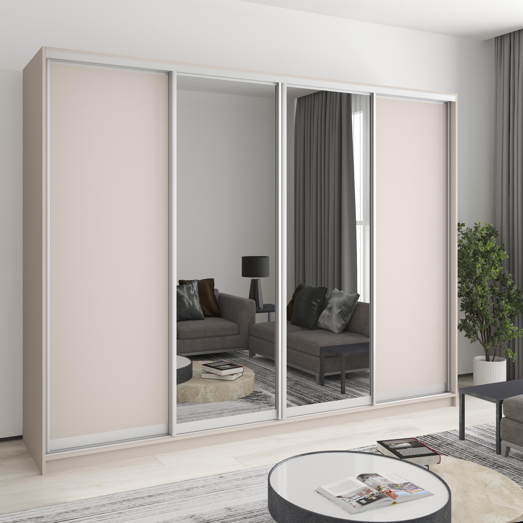 Шкаф-купе четырехдверный MebelStar Стандарт AL 2 ДСП/2 зеркала 270x45x210 см Кашемир (MBS-12276)