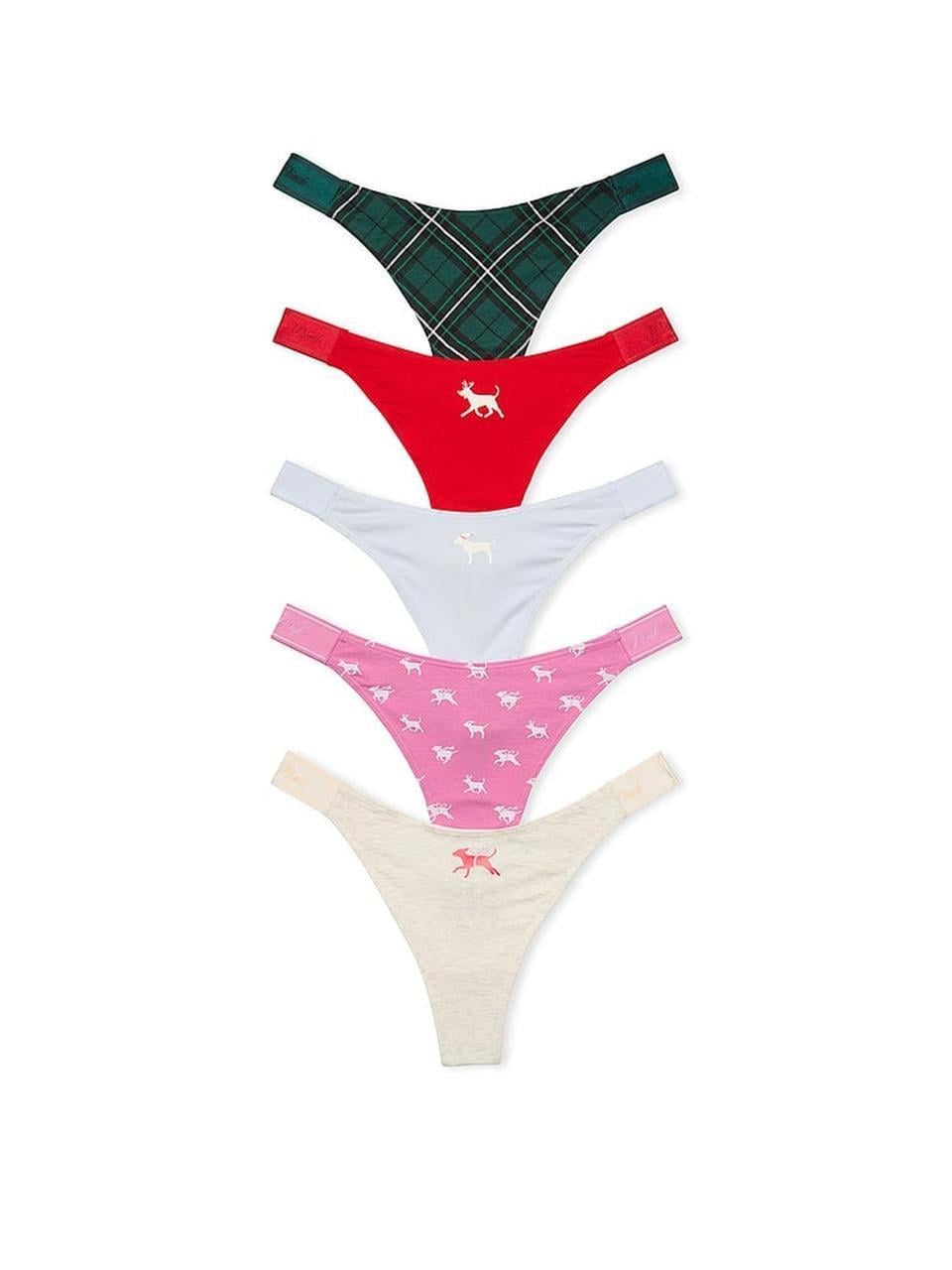 Набор трусиков Victoria's Secret Pink стринги XS 5 шт. Разноцветный (2482432733)