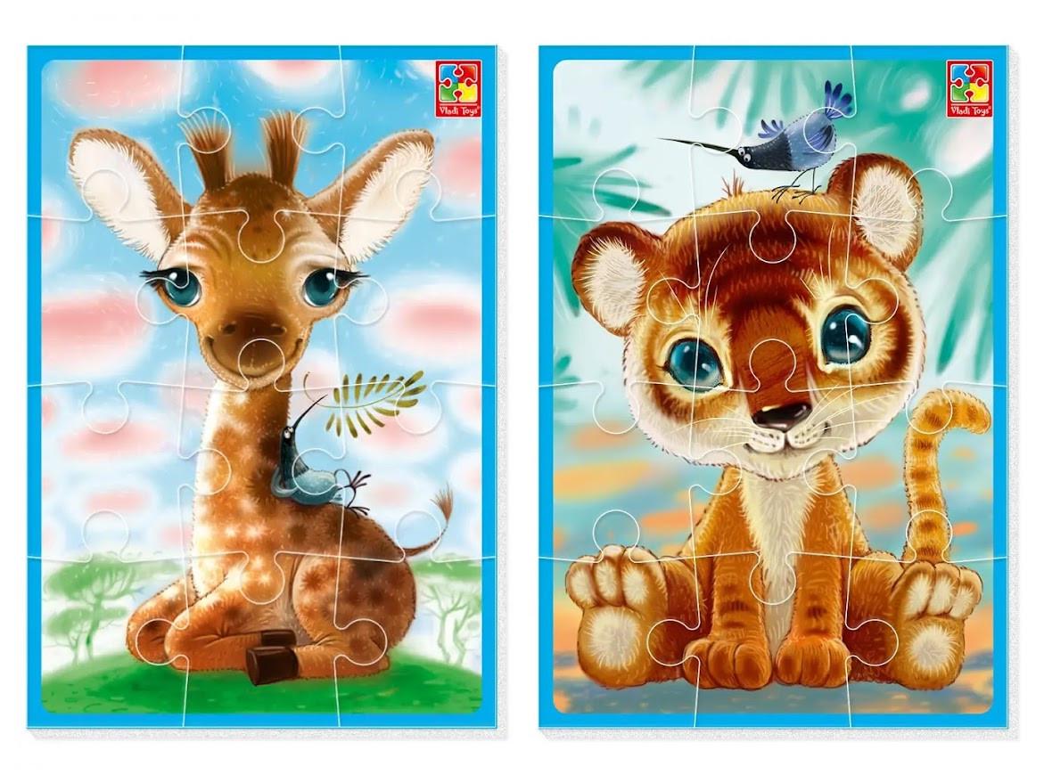 Пазли м'які А5 Vladi Toys Жираф VT1103-94 та Тигреня (VT1103-93)