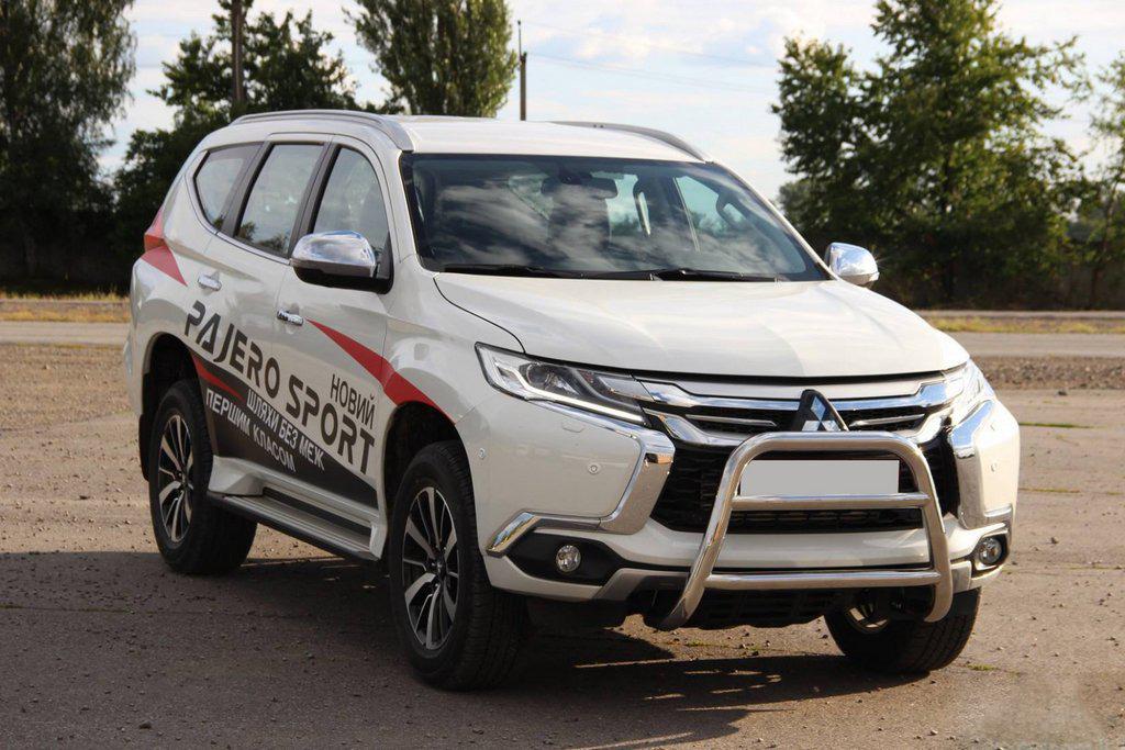 Кенгурятник WT022 CAN для Mitsubishi Pajero Sport 2015- гг. нержавеющая сталь Хром