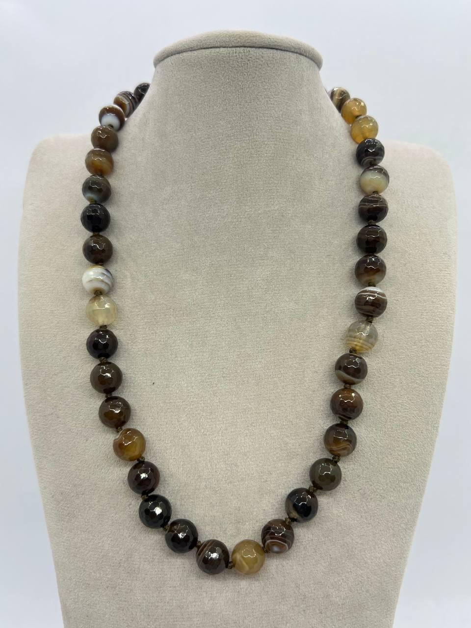 Бусы агат 10 мм 44 см Коричневый (11689)