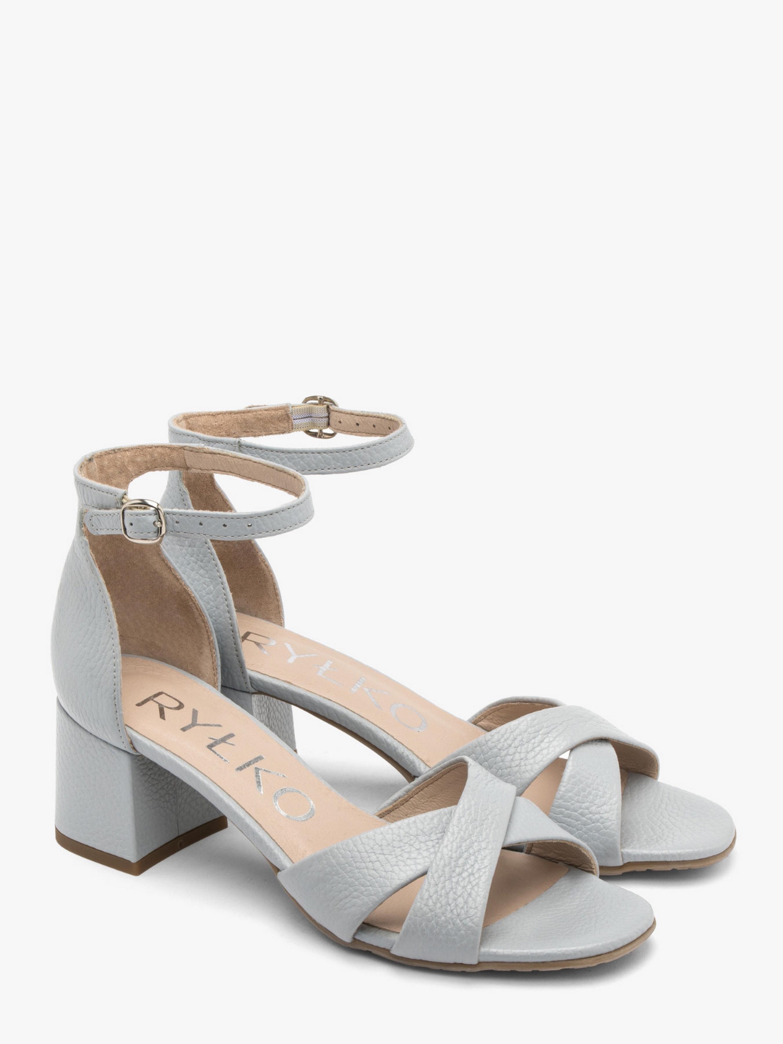 Босоніжки жіночі шкіряні RYLKO на середніх підборах р. 41 Блакитний (5DBJ6_R5 _9RS)