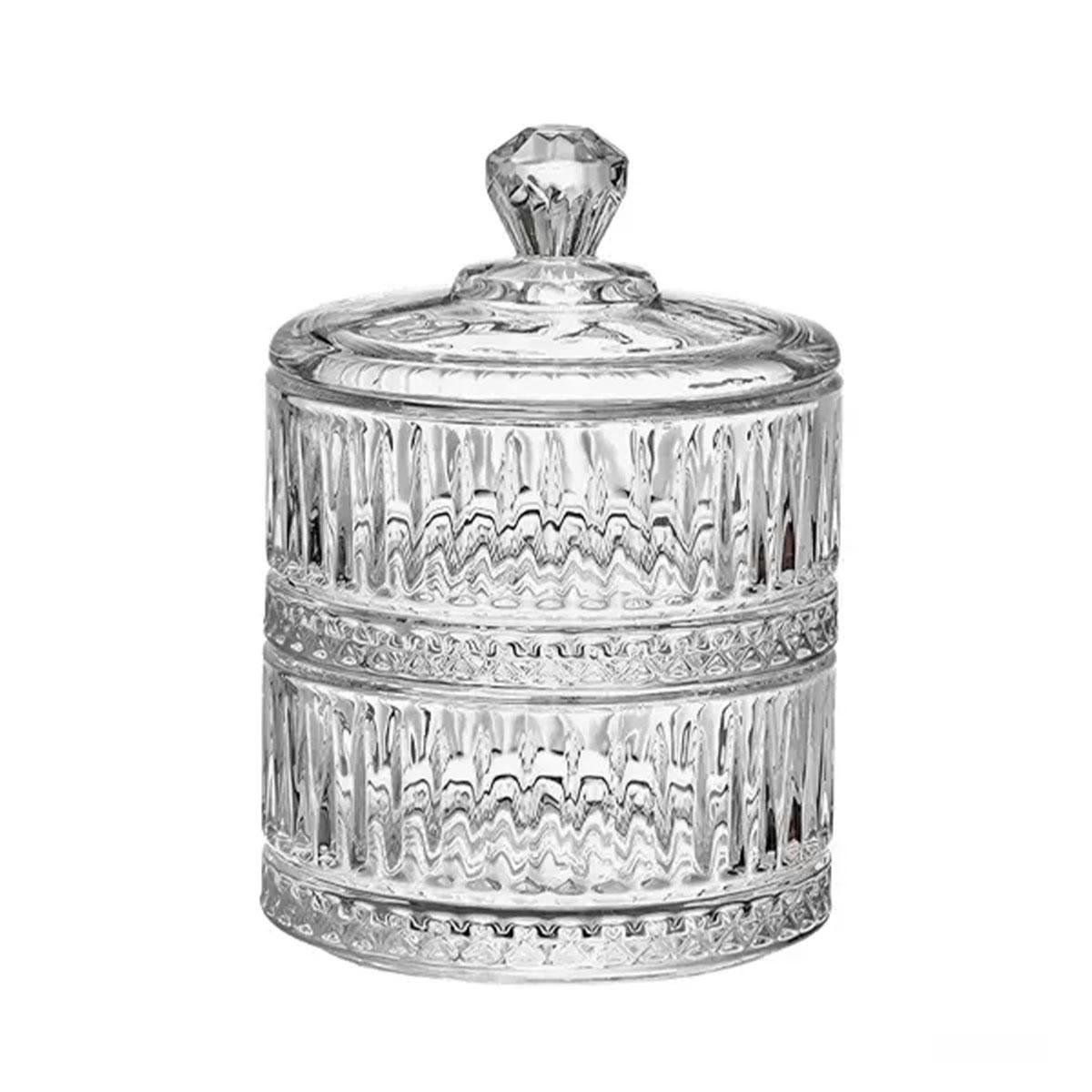 Цукерниця скляна дворівнева кругла 10 см (6017) - фото 2 Цукерниця скляна дворівнева кругла 10 см (6017) - фото 2