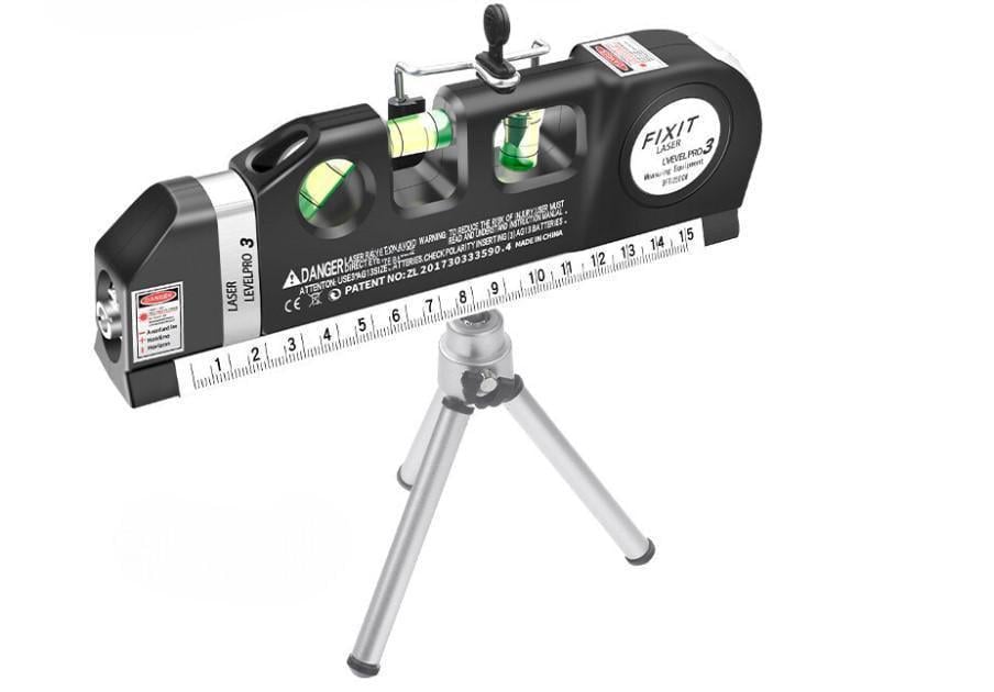 Уровень жидкостный лазерный мультифункциональный Fixit Laser Level Pro 3в1 со встроенной рулеткой и подставкой Черный (10737486)