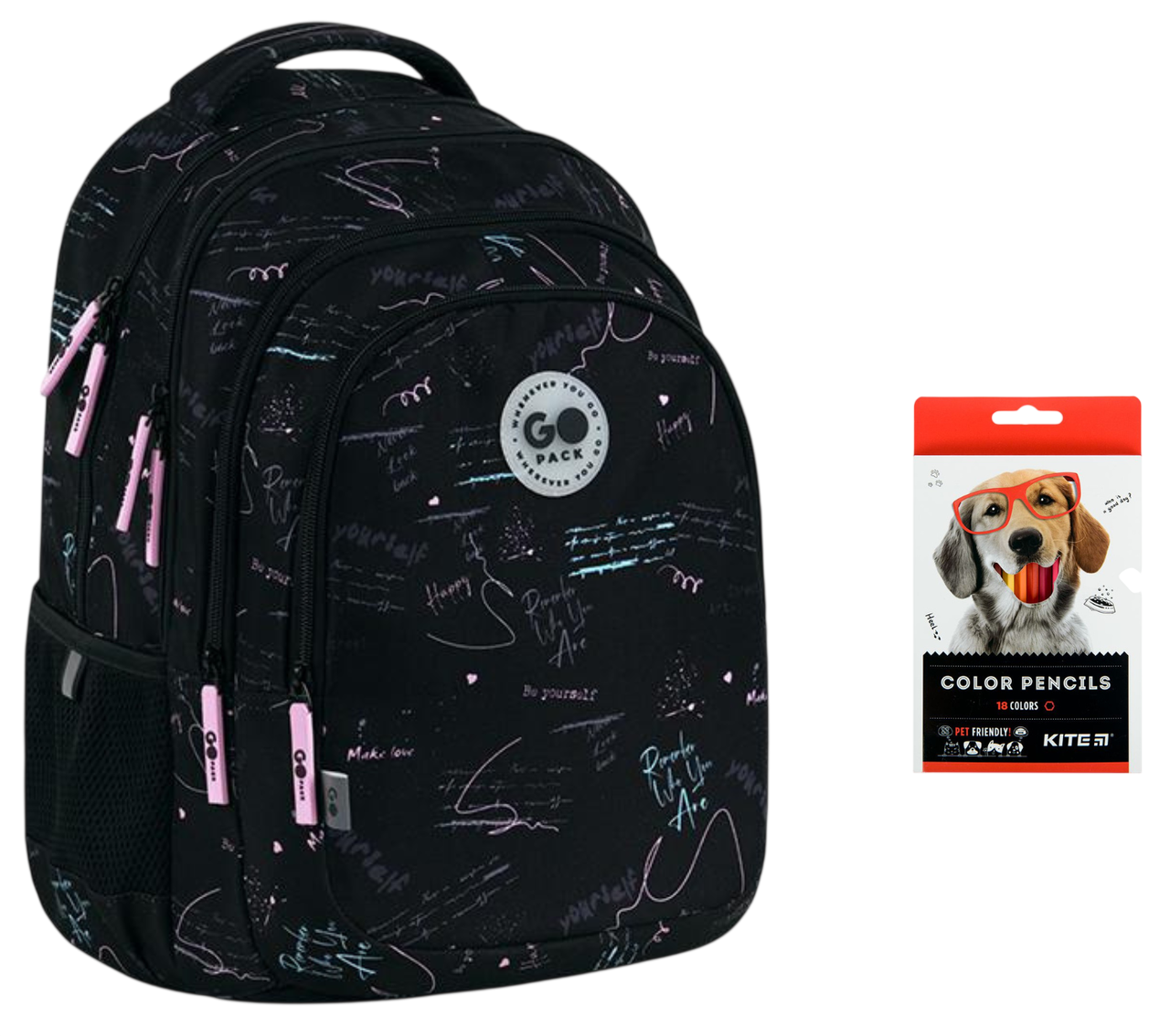 Рюкзак школьный GoPack Teens GO26-162L-1 и карандаши KITE 18 цветов (2905030986)