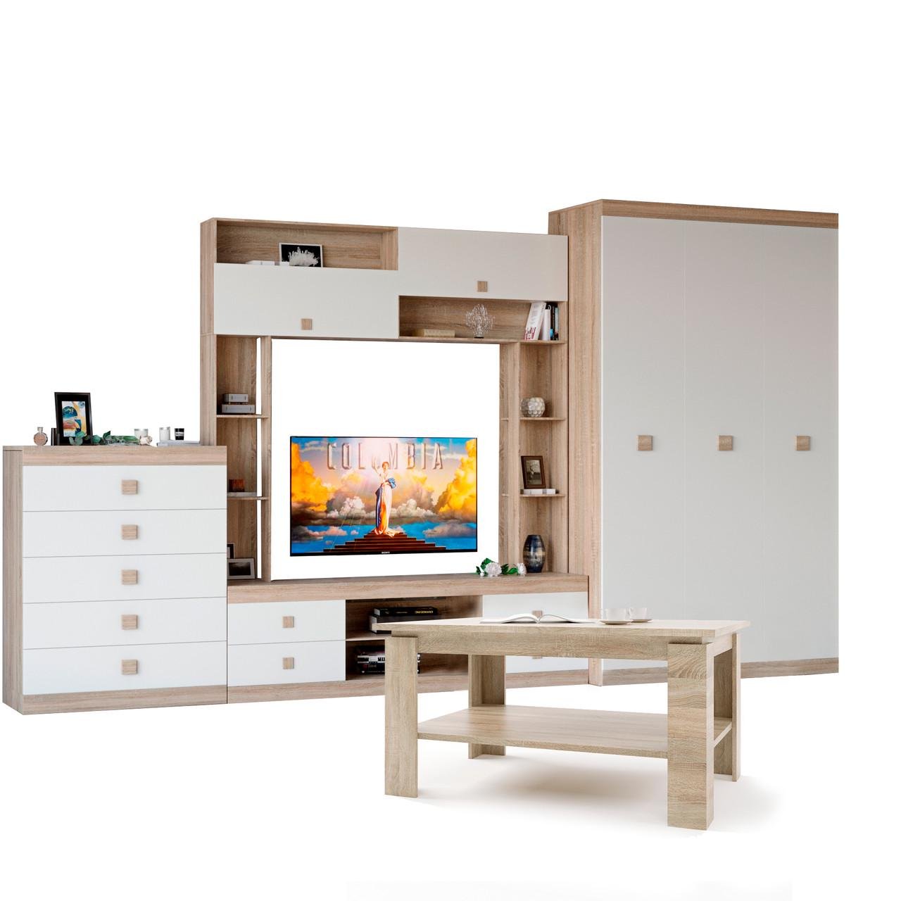 Гостиная модульная Эверест Соната Комплект 28 4 элемента Дуб сонома/Белый (DTM-2516)