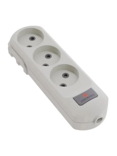 Колодка для удлинителя Neomax NX502300 3 гнезда с кнопкой без заземления Белый