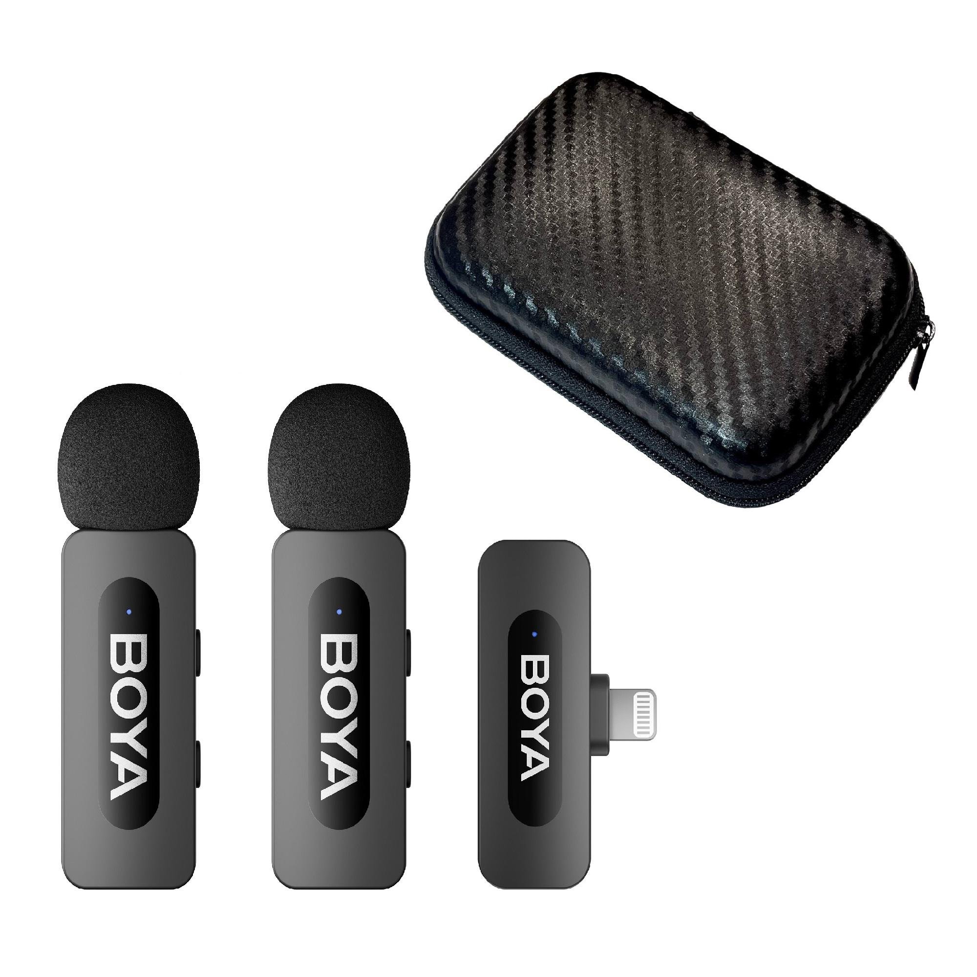 Мікрофон петличний Boya BY-V2 Lightning для iPhone безпровідний для телефона та твердий кейс 2 шт. (50060)