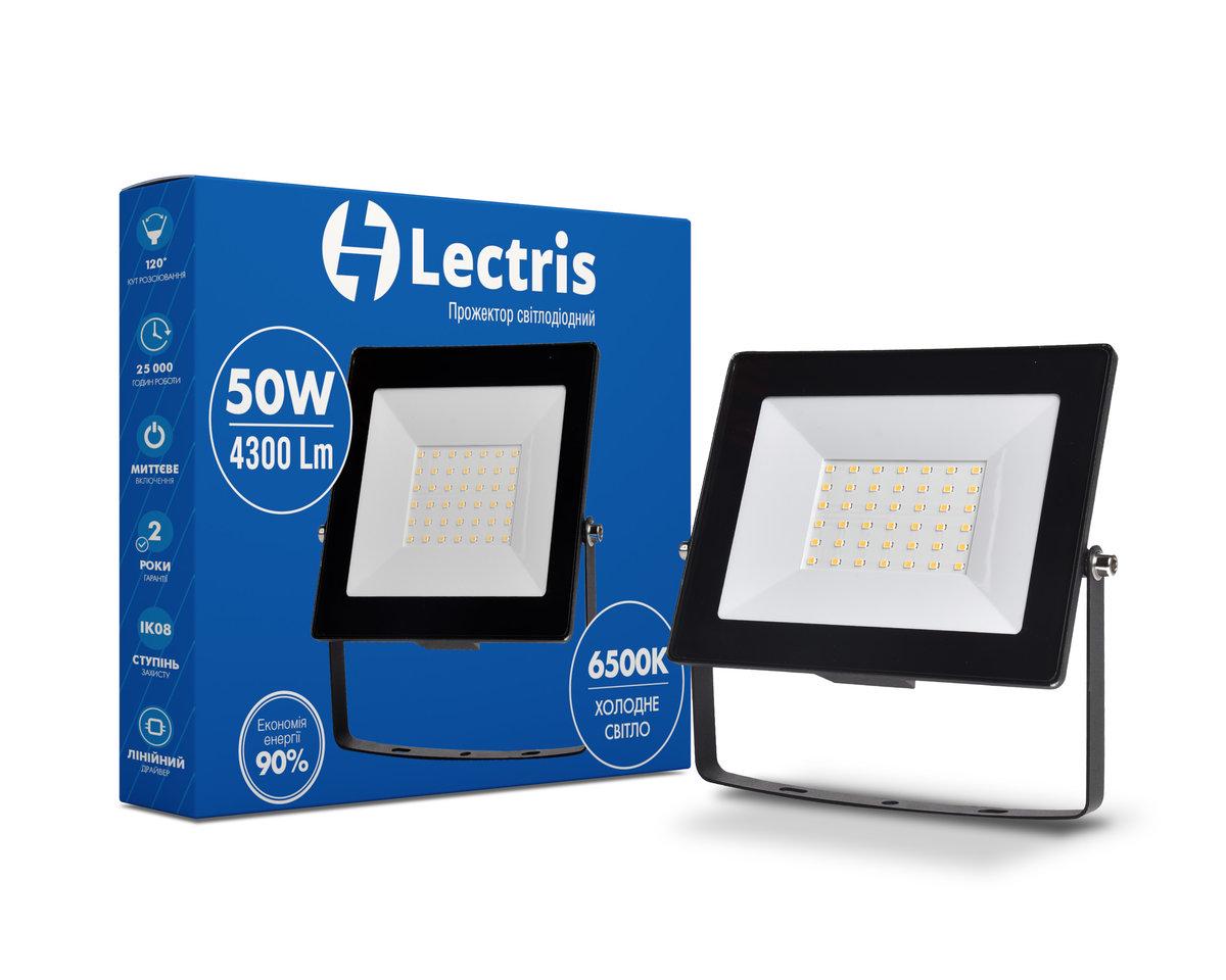 Світлодіодний прожектор Lectris 50W 4300Лм 6500K 185-265V IP65 - фото 1