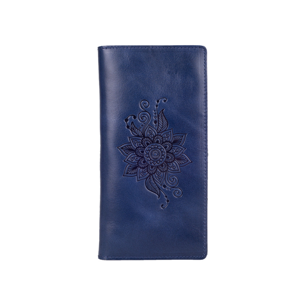 Кошелек Mehendi Classic из натуральной кожи на кнопках Голубой (WP-05-C19-4026-T006)
