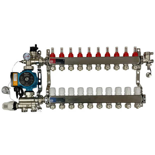 Коллектор Europroduct 1"-3/4" на 10 выходов/смесительная группа с насосом
