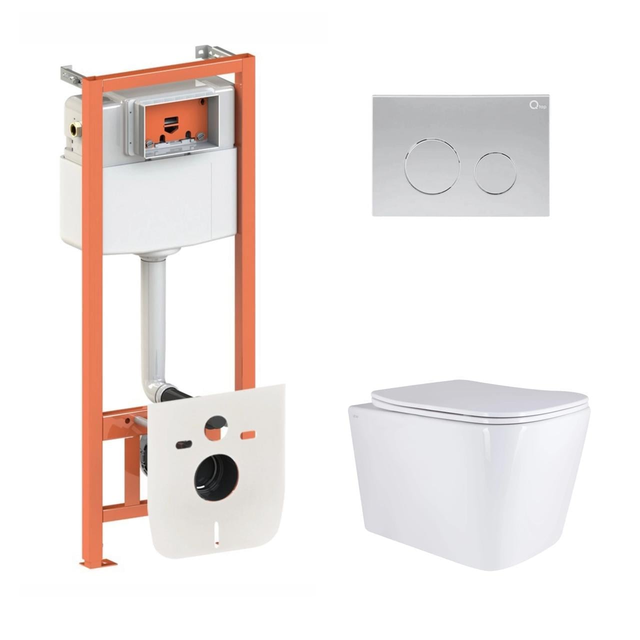 Готовое решение Qtap для ванной комнаты Подвесной унитаз Tern Ultra Quiet 525x345x360 и комплект инсталляции Nest