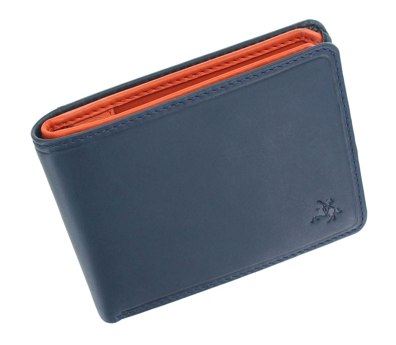 Кошелек мужской кожаный Visconti PLR72 Segesta c RFID Steel/Blue/Orange