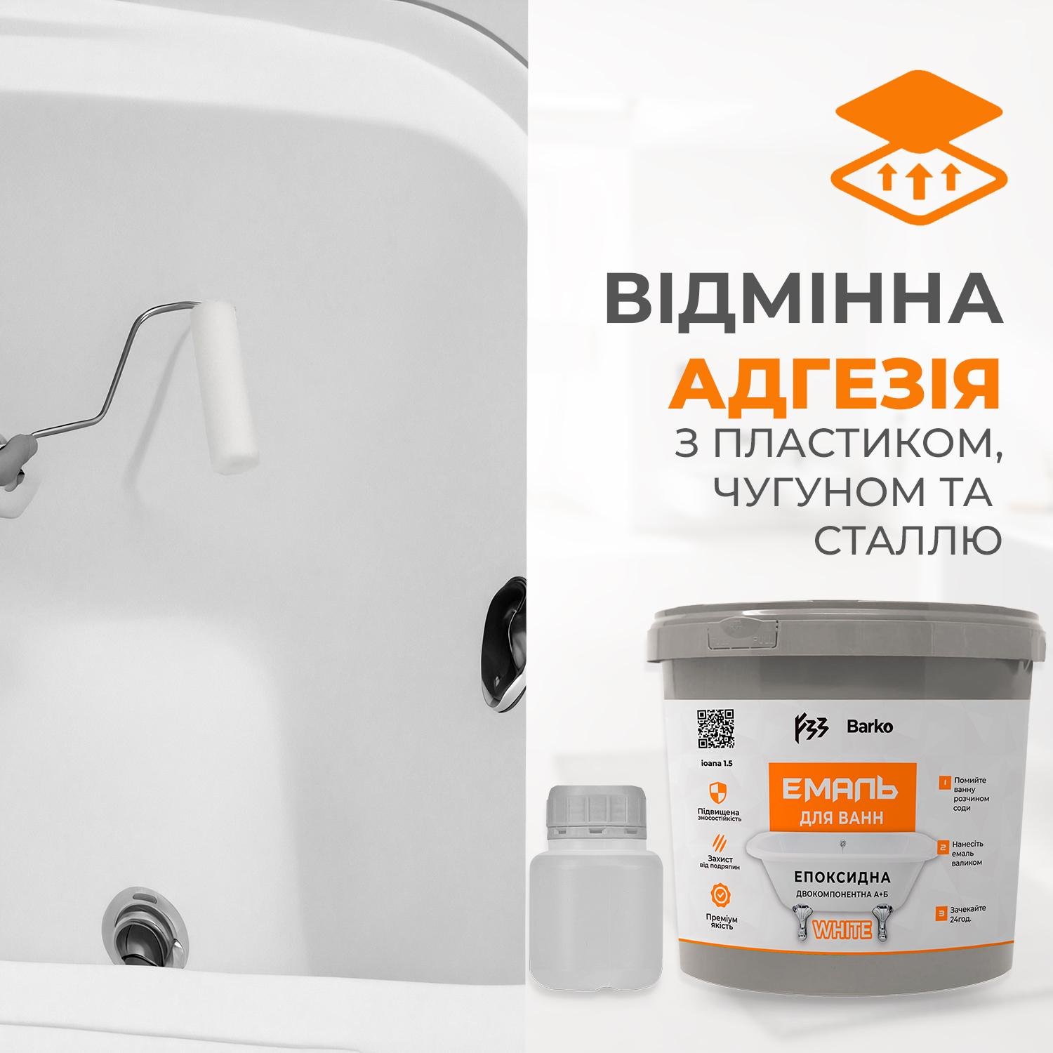Эмаль для ванны Barko без запаха 1,5-1,7 м (20317194) - фото 5 Эмаль для ванны Barko без запаха 1,5-1,7 м (20317194) - фото 5