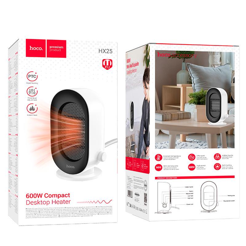 Обігрівач Hoco Compact Desktop Heater HX25 600 Вт 3 режими роботи White/Black (7789-11122) - фото 7