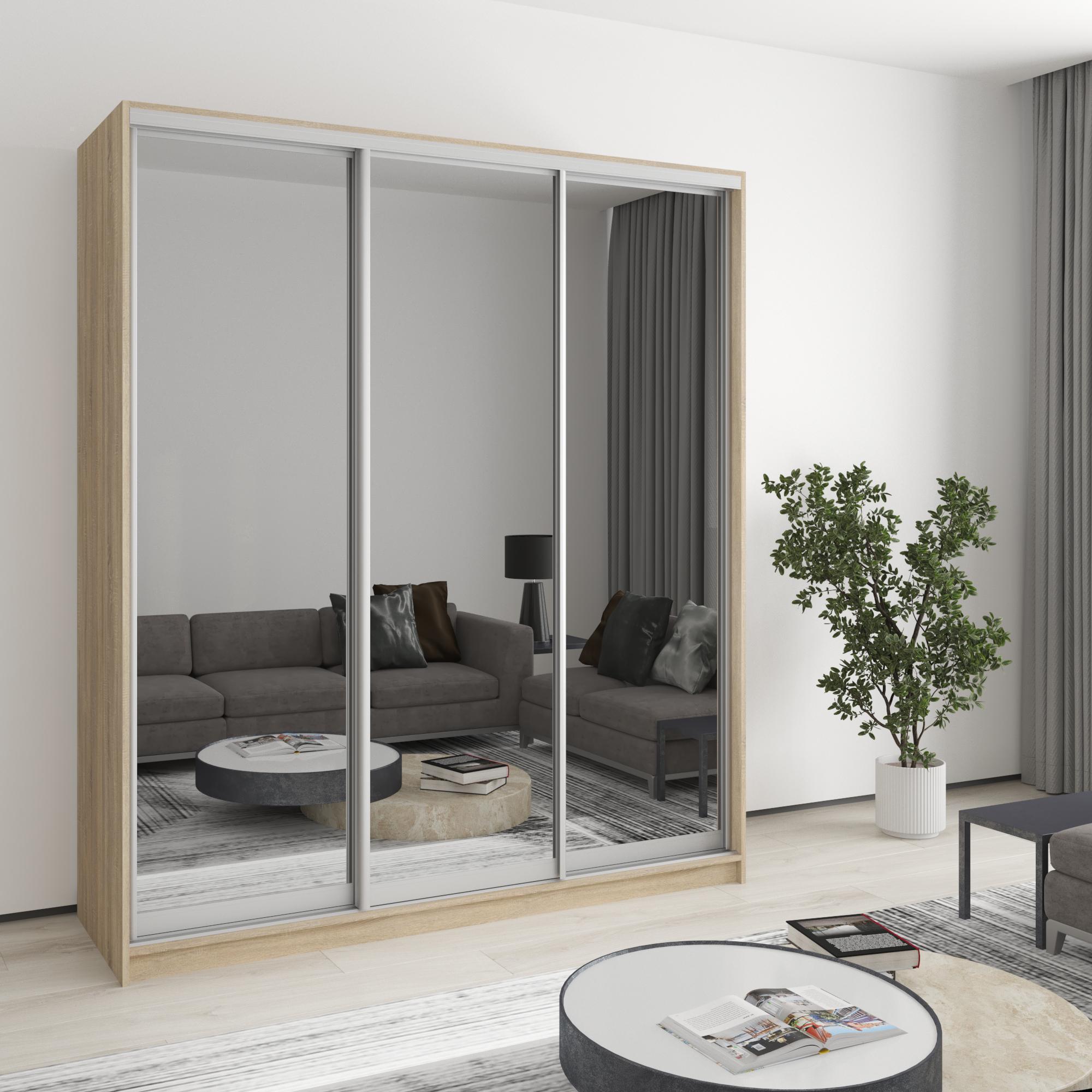 Шафа-купе тридверна MebelStar Стандарт AL 3 дзеркала 180x60x240 см Дуб сонома (MBS-1589)