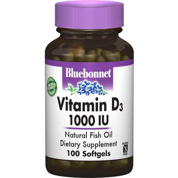 Вітамін D Bluebonnet Nutrition Vitamin D3 1000IU 100 Softgels (BLB0308)