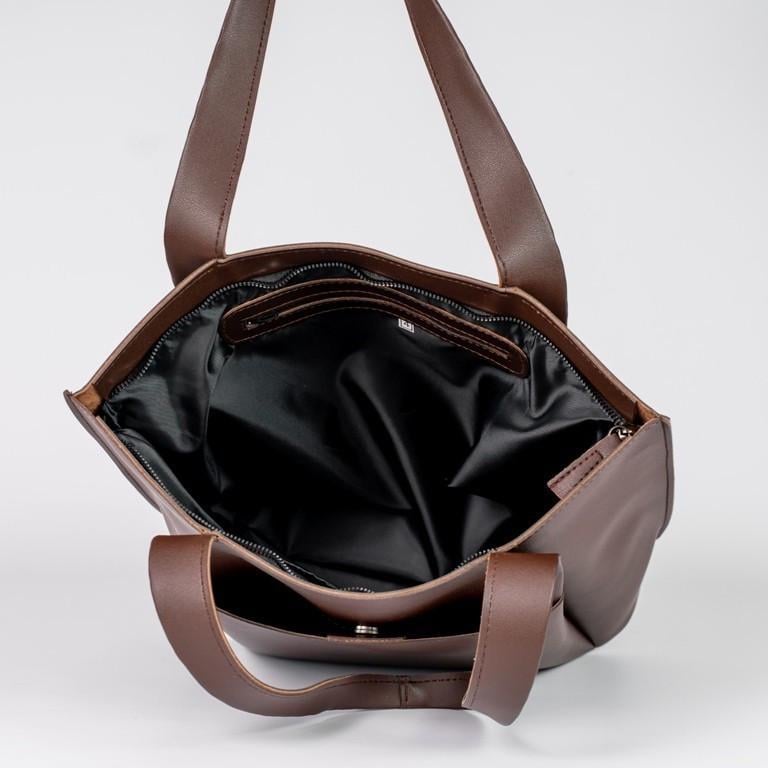 Сумка женская тоут из глаткой экокожи XENIA № 46-21 Коричневый - фото 4 Сумка женская тоут из глаткой экокожи XENIA № 46-21 Коричневый - фото 4