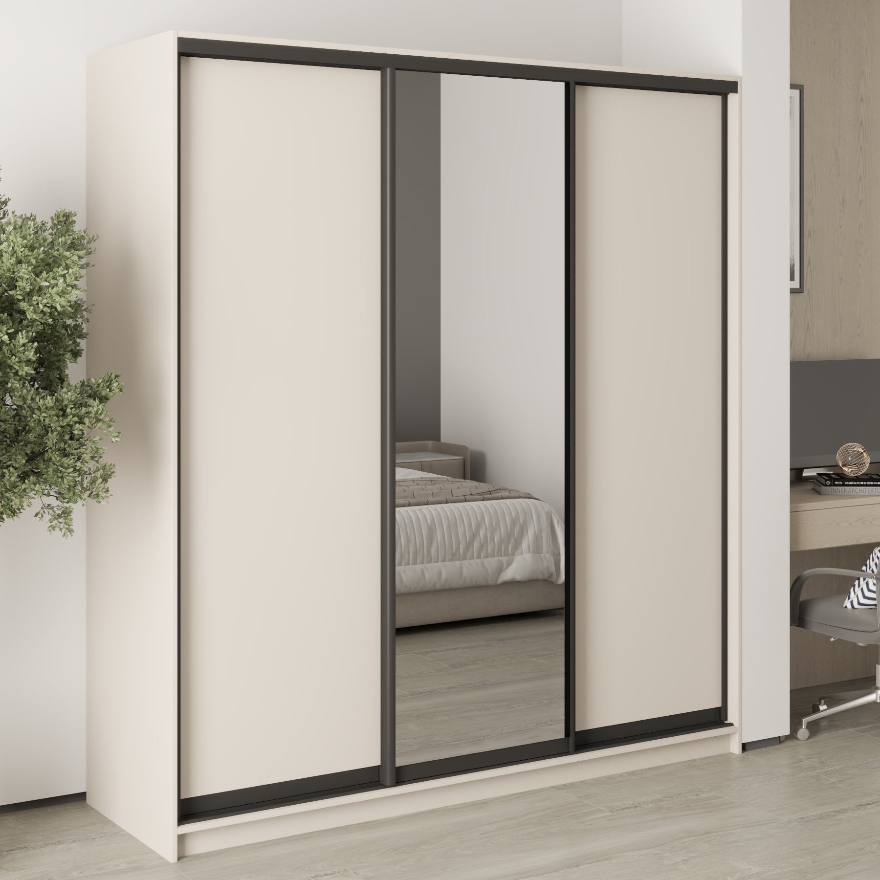 Шафа-купе тридверна Mebel Star Комбо BG MBS-9119 190х60х210 см Кашемір (1009108)