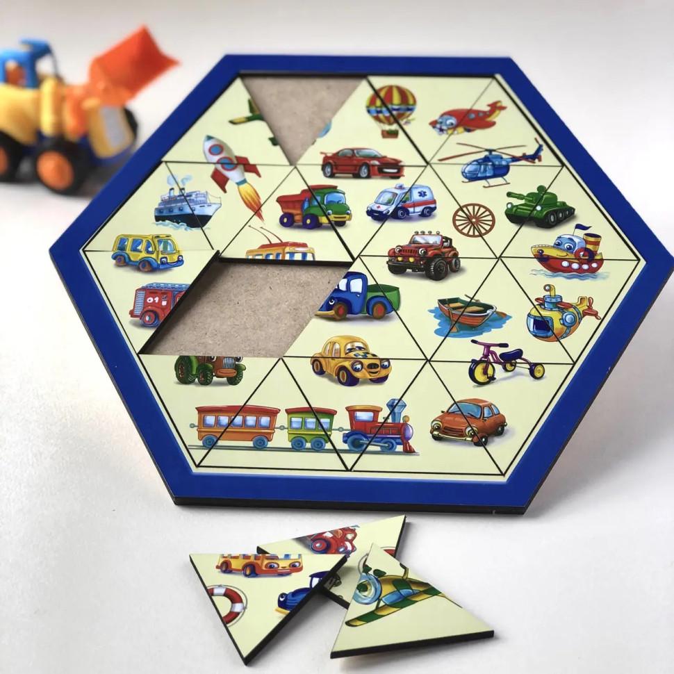 Пазли дерев'яні Ubumblebees Транспорт шестикутник 24 елемента 24х24 см (GP-237-G-103) Пазли дерев'яні Ubumblebees Транспорт шестикутник 24 елемента 24х24 см (GP-237-G-103)