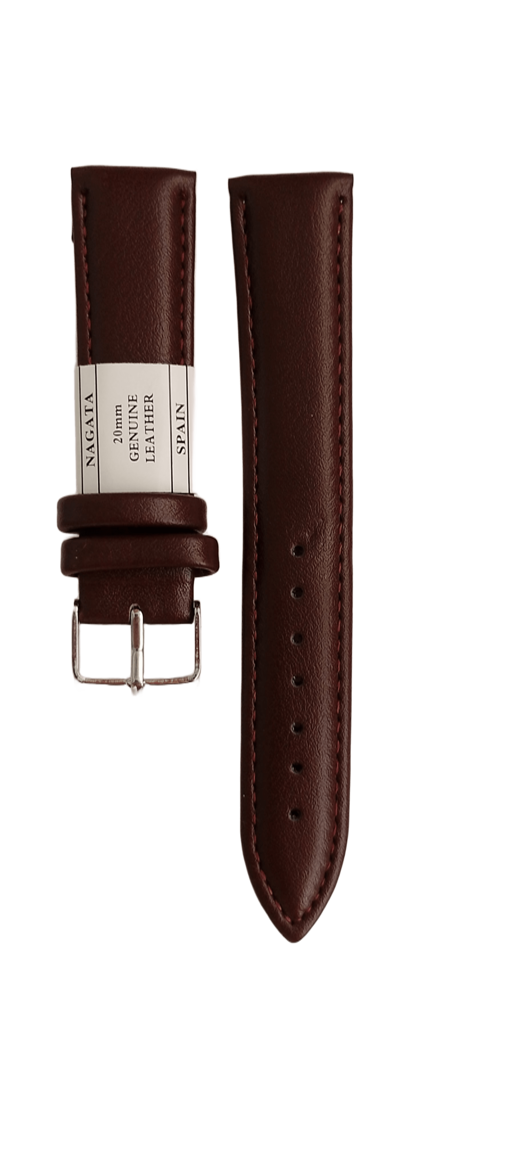 Ремешок для часов кожаный гладкий 20х180 мм Коричневый (4056)