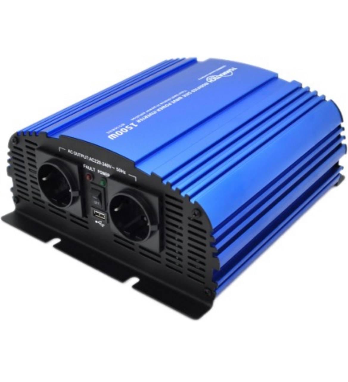Инвертор напряжения 12V–220V 1500W с модифицированным синусом алюминиевый корпус (233)