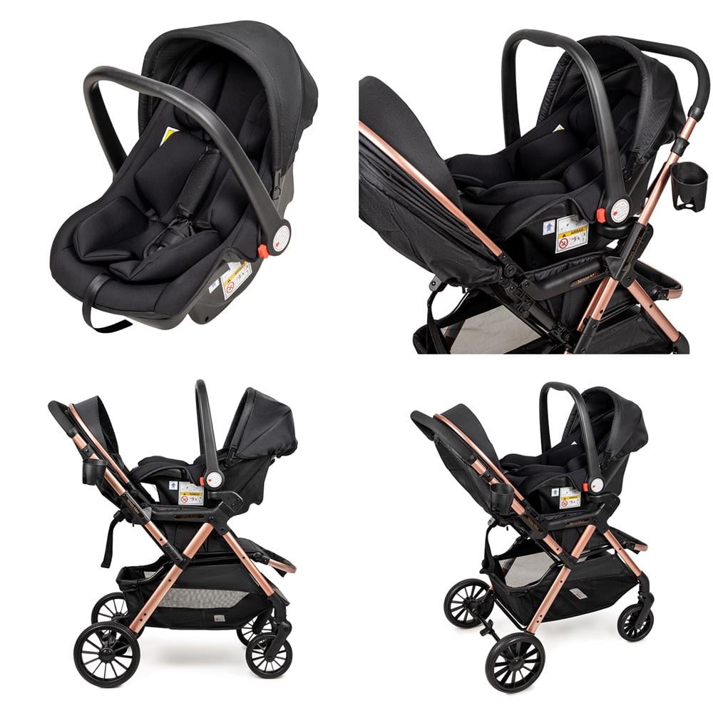 Коляска прогулочная Ninos Maxi 2 с автолюлькой 0+ от рождения Black/Gold (NM2025CSBG) - фото 9 Коляска прогулочная Ninos Maxi 2 с автолюлькой 0+ от рождения Black/Gold (NM2025CSBG) - фото 9