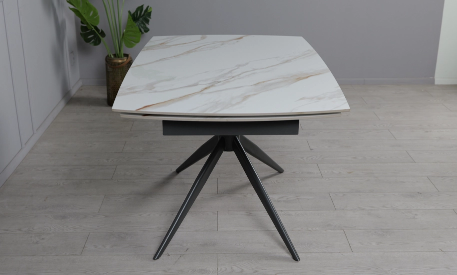 Стол Вираж черные ножки 1400/2000x900x750 мм Молочный глянец (2147486769) - фото 4